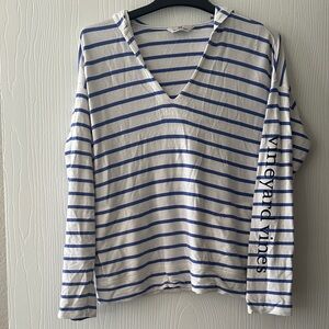 Vineyard Vines Blue and White Striped Long Sleeve Shirt
